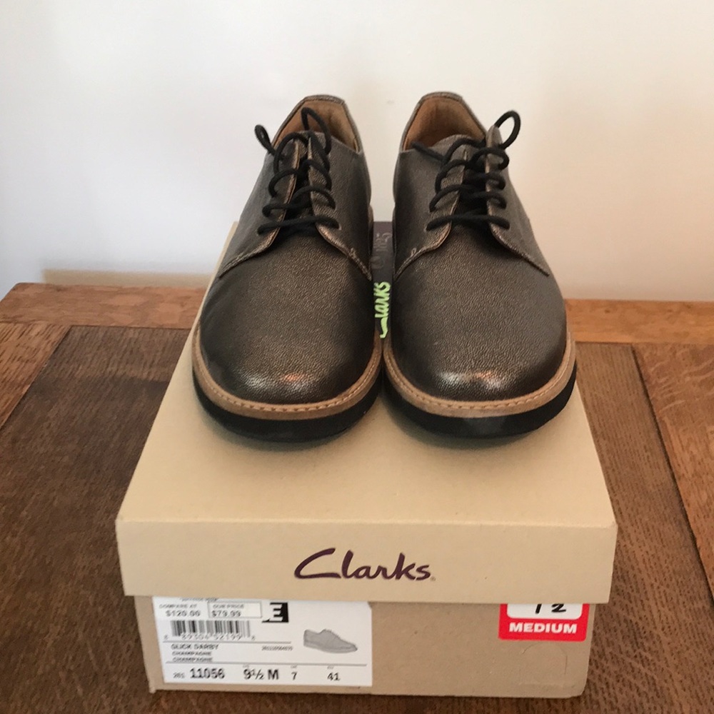 Clark Metallic Gold Oxfords